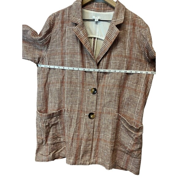 J. Jill Blazer Jacket Linen Blend Women's Harper Henna Plaid Oversized Petite L - Picture 12 of 14